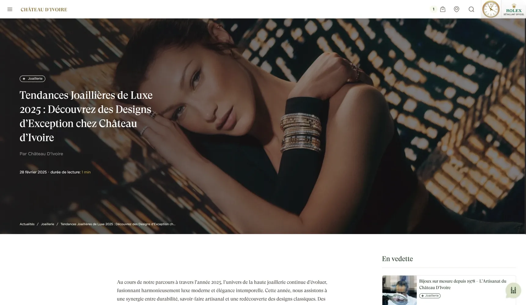 Un blog a été intégré pour permettre à Château d’Ivoire de publier des articles, des conseils et des contenus mettant en valeur ses services et produits.